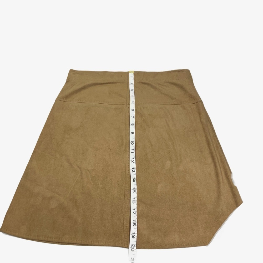 Sophie Max Vegan Suede Tan Camel Mini Skirt Stretch Womens Size Large - Picture 4 of 8